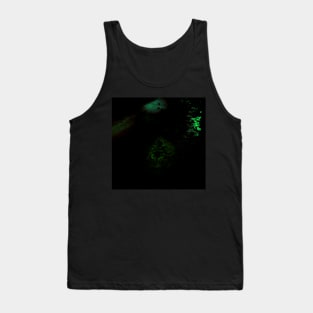 Digital collage and special processing. Dark, scary place in woods. Hole. Green and orange. Tank Top